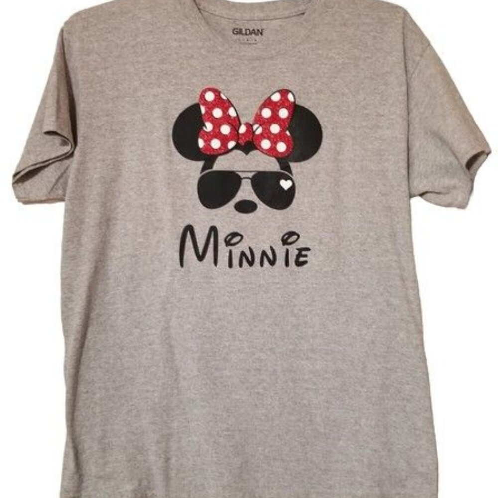 Gildan‎ Womens Tshirt Minnie Mouse Large Gray Vacation